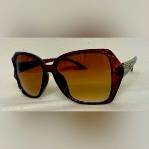 Brown Large Sunglasses~Silver Trim